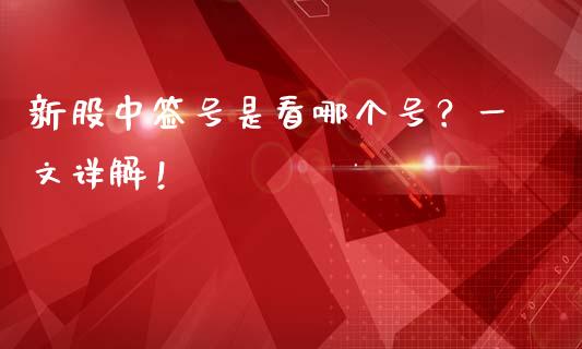 新股中签号是看哪个号？一文详解！_https://cj007.lansai.wang_金融监管_第1张