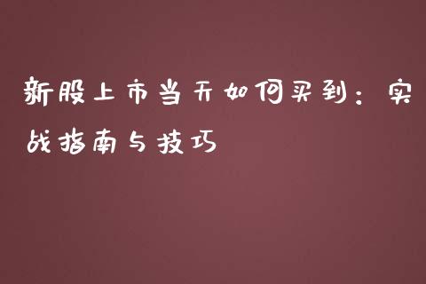新股上市当天如何买到：实战指南与技巧_https://cj007.lansai.wang_期货开户_第1张