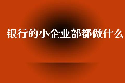 银行的小企业部都做什么_https://cj007.lansai.wang_财经新闻_第1张