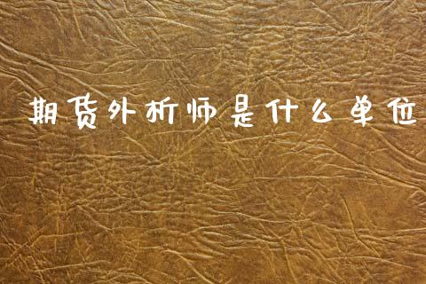 期货外析师是什么单位_https://cj007.lansai.wang_全球市场_第1张