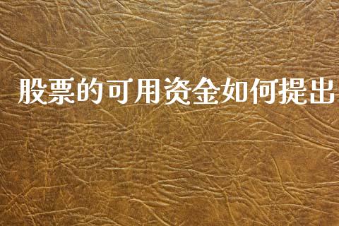 股票的可用资金如何提出_https://cj007.lansai.wang_债券资讯_第1张