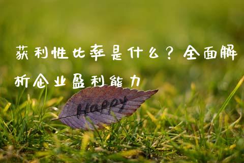 获利性比率是什么？全面解析企业盈利能力_https://cj007.lansai.wang_债券资讯_第1张