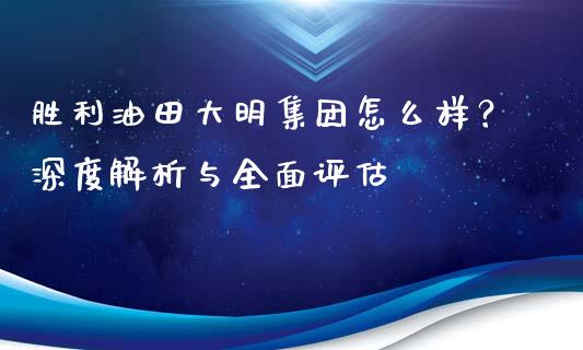 胜利油田大明集团怎么样？深度解析与全面评估_https://cj007.lansai.wang_全球市场_第1张