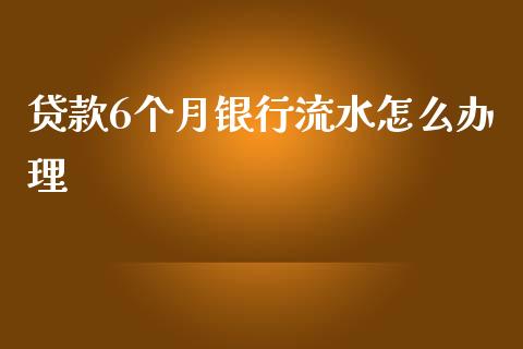 贷款6个月银行流水怎么办理_https://cj007.lansai.wang_金融监管_第1张