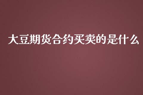大豆期货合约买卖的是什么_https://cj007.lansai.wang_财经新闻_第1张