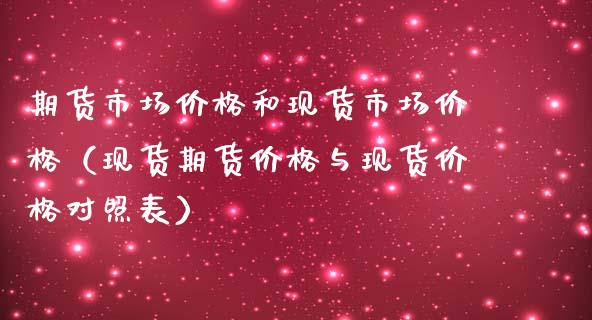 期货市场价格和现货市场价格（现货期货价格与现货价格对照表）_https://cj007.lansai.wang_外汇交易_第1张