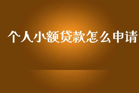 个人小额贷款怎么申请_https://cj007.lansai.wang_债券资讯_第1张