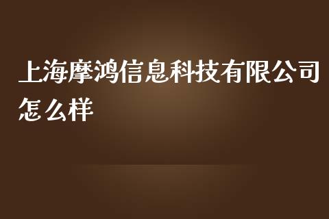 上海摩鸿信息科技有限公司怎么样_https://cj007.lansai.wang_财经新闻_第1张
