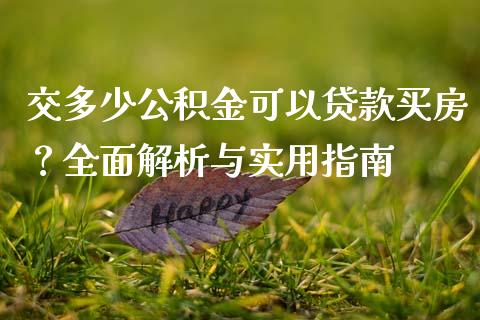 交多少公积金可以贷款买房？全面解析与实用指南_https://cj007.lansai.wang_金融监管_第1张