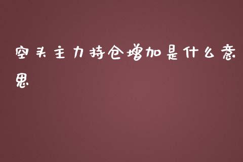 空头主力持仓增加是什么意思_https://cj007.lansai.wang_全球市场_第1张