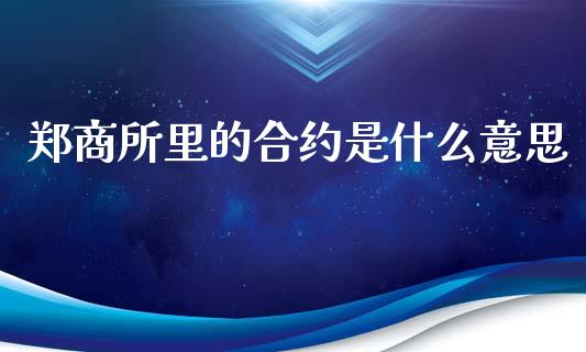郑商所里的合约是什么意思_https://cj007.lansai.wang_债券资讯_第1张