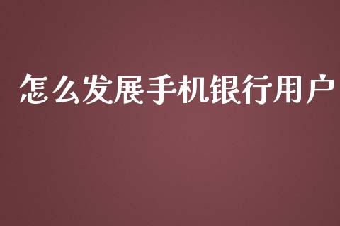 怎么发展手机银行用户_https://cj007.lansai.wang_期货开户_第1张