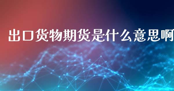出口货物期货是什么意思啊_https://cj007.lansai.wang_金融监管_第1张