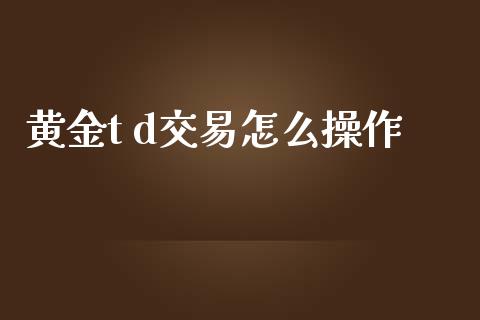 黄金t d交易怎么操作_https://cj007.lansai.wang_财经新闻_第1张