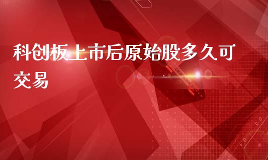 科创板上市后原始股多久可交易_https://cj007.lansai.wang_外汇交易_第1张