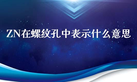 ZN在螺纹孔中表示什么意思_https://cj007.lansai.wang_财经新闻_第1张