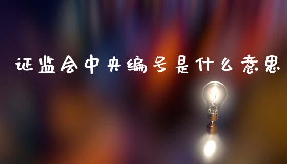 证监会中央编号是什么意思_https://cj007.lansai.wang_全球市场_第1张