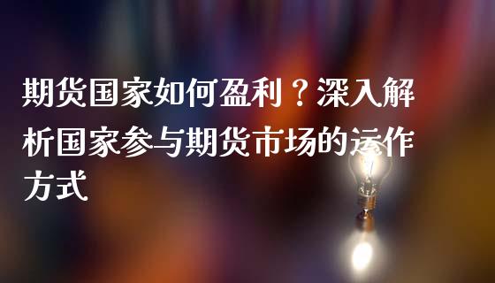 期货国家如何盈利？深入解析国家参与期货市场的运作方式_https://cj007.lansai.wang_外汇交易_第1张