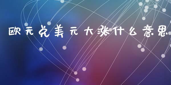欧元兑美元大涨什么意思_https://cj007.lansai.wang_财经新闻_第1张