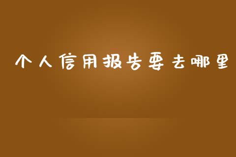 个人信用报告要去哪里_https://cj007.lansai.wang_外汇交易_第1张