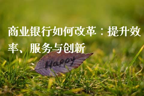 商业银行如何改革：提升效率、服务与创新_https://cj007.lansai.wang_外汇交易_第1张