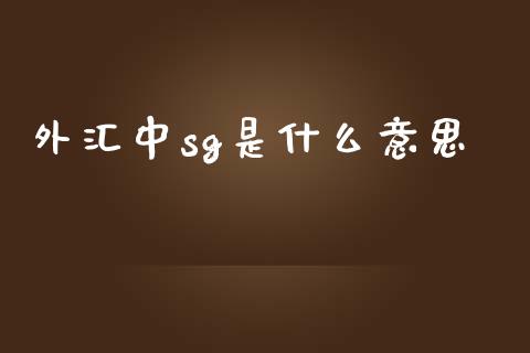 外汇中sg是什么意思_https://cj007.lansai.wang_期货开户_第1张