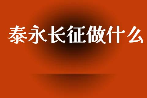 泰永长征做什么_https://cj007.lansai.wang_财经新闻_第1张
