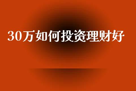 30万如何投资理财好_https://cj007.lansai.wang_金融监管_第1张
