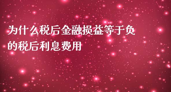 为什么税后金融损益等于负的税后利息费用_https://cj007.lansai.wang_财经新闻_第1张