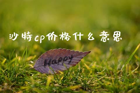 沙特cp价格什么意思_https://cj007.lansai.wang_期货开户_第1张