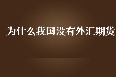 为什么我国没有外汇期货_https://cj007.lansai.wang_外汇交易_第1张