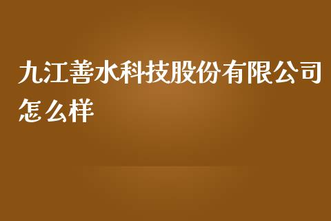 九江善水科技股份有限公司怎么样_https://cj007.lansai.wang_债券资讯_第1张