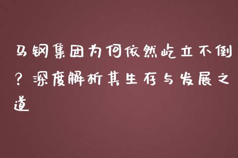 马钢集团为何依然屹立不倒？深度解析其生存与发展之道_https://cj007.lansai.wang_金融监管_第1张