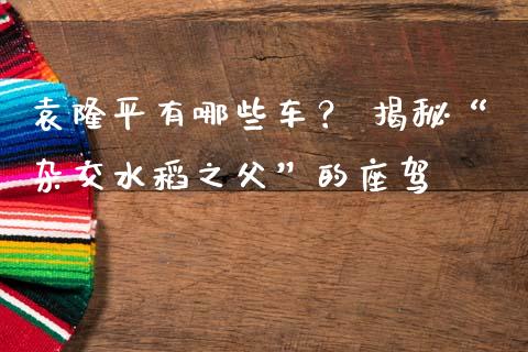 袁隆平有哪些车？ 揭秘“杂交水稻之父”的座驾_https://cj007.lansai.wang_全球市场_第1张