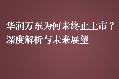 华润万东为何未终止上市？深度解析与未来展望_https://cj007.lansai.wang_期货开户_第1张