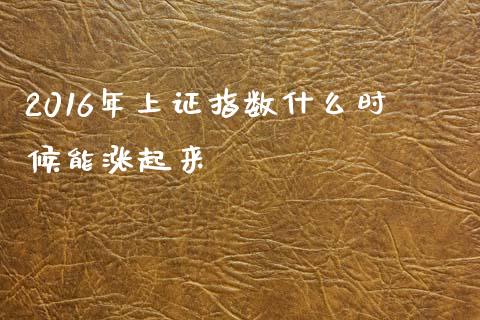 2016年上证指数什么时候能涨起来_https://cj007.lansai.wang_外汇交易_第1张