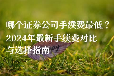 哪个证券公司手续费最低？2024年最新手续费对比与选择指南_https://cj007.lansai.wang_金融监管_第1张