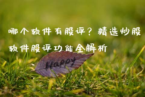 哪个软件有股评？精选炒股软件股评功能全解析_https://cj007.lansai.wang_债券资讯_第1张