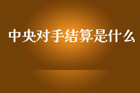 中央对手结算是什么_https://cj007.lansai.wang_债券资讯_第1张