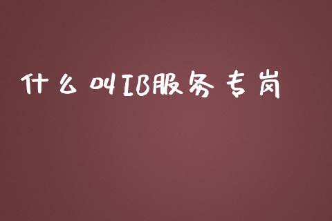 什么叫IB服务专岗_https://cj007.lansai.wang_全球市场_第1张