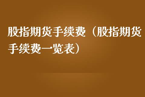 股指期货手续费（股指期货手续费一览表）_https://cj007.lansai.wang_金融监管_第1张