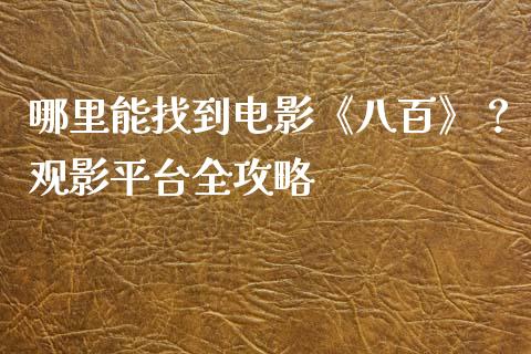 哪里能找到电影《八百》？观影平台全攻略_https://cj007.lansai.wang_期货开户_第1张