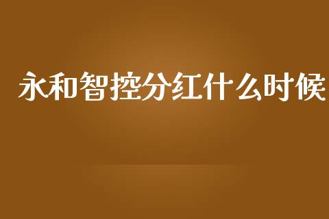 永和智控分红什么时候_https://cj007.lansai.wang_财经新闻_第1张