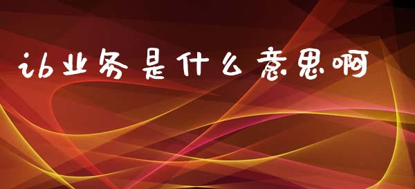 ib业务是什么意思啊_https://cj007.lansai.wang_债券资讯_第1张