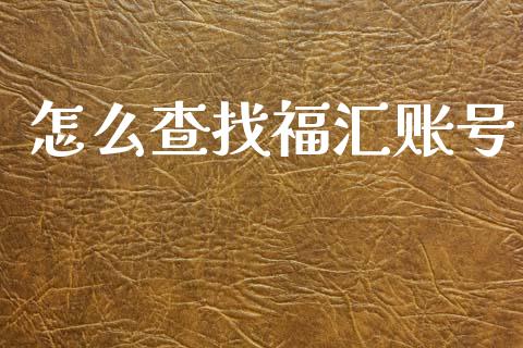 怎么查找福汇账号_https://cj007.lansai.wang_全球市场_第1张