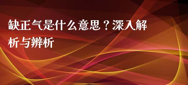 缺正气是什么意思？深入解析与辨析_https://cj007.lansai.wang_债券资讯_第1张