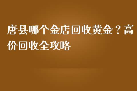 唐县哪个金店回收黄金？高价回收全攻略_https://cj007.lansai.wang_债券资讯_第1张