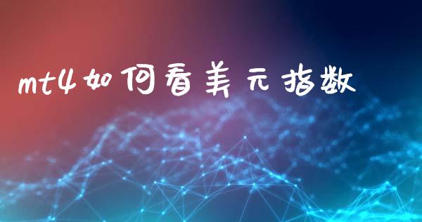 mt4如何看美元指数_https://cj007.lansai.wang_全球市场_第1张