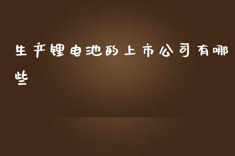 生产锂电池的上市公司有哪些_https://cj007.lansai.wang_金融监管_第1张