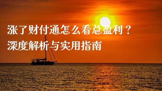 涨了财付通怎么看总盈利？深度解析与实用指南_https://cj007.lansai.wang_债券资讯_第1张